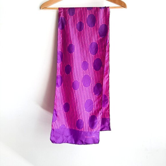Vintage Pierre Cardin Pink Purple Hand rolled Long Scarf - Picture 1 of 6